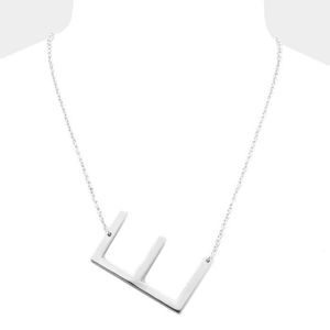 Silver Monogram "E" Large Initial Pendant Chain
